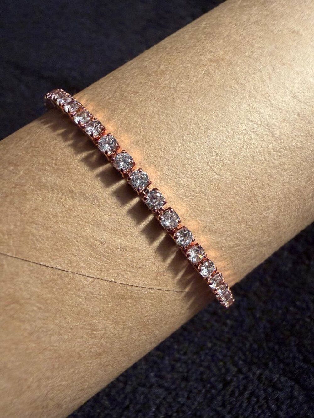 Rose Gold Plated Cubic Zirconia Tennis Bracelet